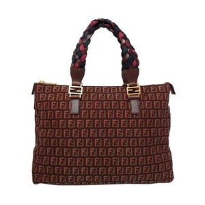 Fendi Zucchino Braided Roll Tote Handbag Red